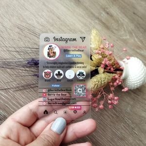 20/50/100/200PCS 투명 PVC 명함 다채로운 인쇄 맞춤형 로고 텍스트 감사 카드 무료 디자인 0.38mm