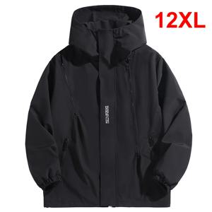 10XL 12XL 플러스 사이즈 윈드 브레이커 남성 방수 자켓 솔리드 컬러 블랙 윈드 브레이커 코트 남성 빅 사이즈 야외 겉옷