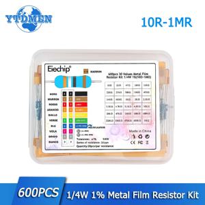 300/600PCS 1/4W 금속 필름 저항기 키트 저항 1% 30 값 10 Ohm ~1M 0.25w 저항기 세트