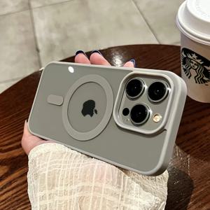 iPhone 15 14 13 12 11 Pro XR XS Max 충격 방지 소프트 범퍼 커버 클리어 케이스 용 Magsafe 케이스 용 고급 자기 무선 충전