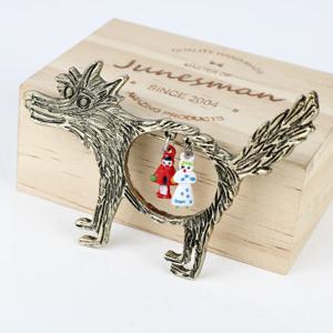 할로우 아웃 미니멀 브로치, 큰 회색 늑대 브로치, 작은 만화 브로치, 레트로 청동 쥬얼리, 신제품