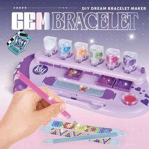 어린이 Diy 퍼즐 가족 장식, 장난감 선물 상자로 차려 입는 소녀를위한 크리 에이 티브 수제 다이아몬드 짠 팔찌