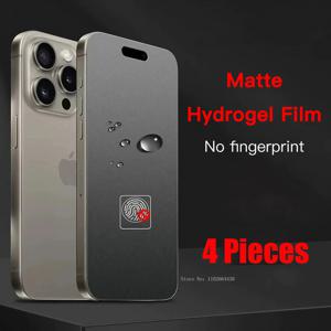 iPhone 16 14 15 Pro MAX 용 4Pcs 무광택 하이드로 겔 필름 iPhone 11 12 13 Pro Max 용 투명 TPU 화면 보호기 유리가 아님