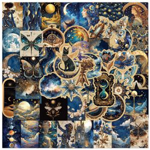 50pcs 레트로 천문학 우주 행성 스티커 갤럭시 문 점성술 미적 데칼 스티커 가방 전화 노트북