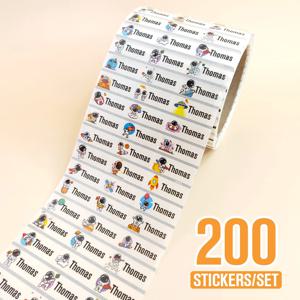 200pcs 사용자 정의 투명 우주 비행사 이름 스티커 방수 레이블 히브리어 어린이 편지지에 대 한 개인화 된 이름 태그