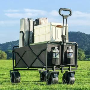 대용량 야외 접이식 카트, 캠핑 유모차, 후면 개방 캠핑 왜건, 쇼핑 피크닉 낚시용 휴대용 유틸리티 카트
