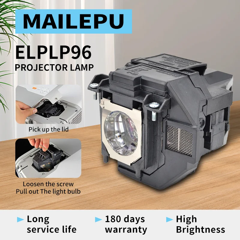 Mailepu 교체 전구 프로젝터 램프 전구 ELPLP96/V13H010L96 EB-W39 EB-W42 EB-X41 EB-W05 ELPLP88 ELPLP97용 하우징 포함