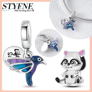DIY 팔찌에 대 한 코끼리 구슬과 925 스털링 실버 무지개 딱따구리 동물 펜 던 트 생일 선물 아이디어 만들기