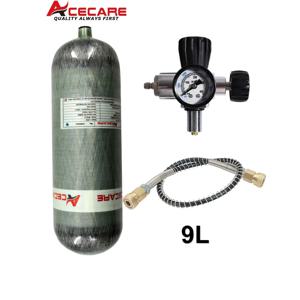 ACECARE 탄소 섬유 실린더 고압 에어탱크 충전 스테이션, 스쿠버 다이빙 조절 밸브, M18 * 1.5, 4500Psi 300Bar 9L