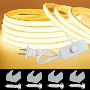 1-30M 220V COB LED 램프 스트립 288LED/m RA90 야외 IP65 방수 스위치/디밍 가능 전원 EU 플러그 FOB LED 테이프 침실 조명