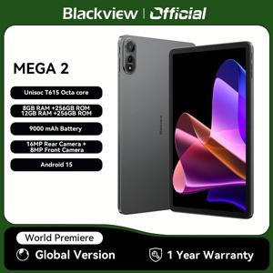 Blackview MEGA 2 태블릿 PC, 12 인치 2K FHD + 디스플레이, Unisoc T615, 12GB + 12GB RAM, 256GB ROM, 9000mAh 배터리, 16MP, 안드로이드 15, 4G 태블릿