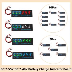 10/5/1개 DC 7-55V 범용 배터리 충전 표시기 패널 LED 표시기 산성 배터리 리튬 배터리 전압 충전 표시기