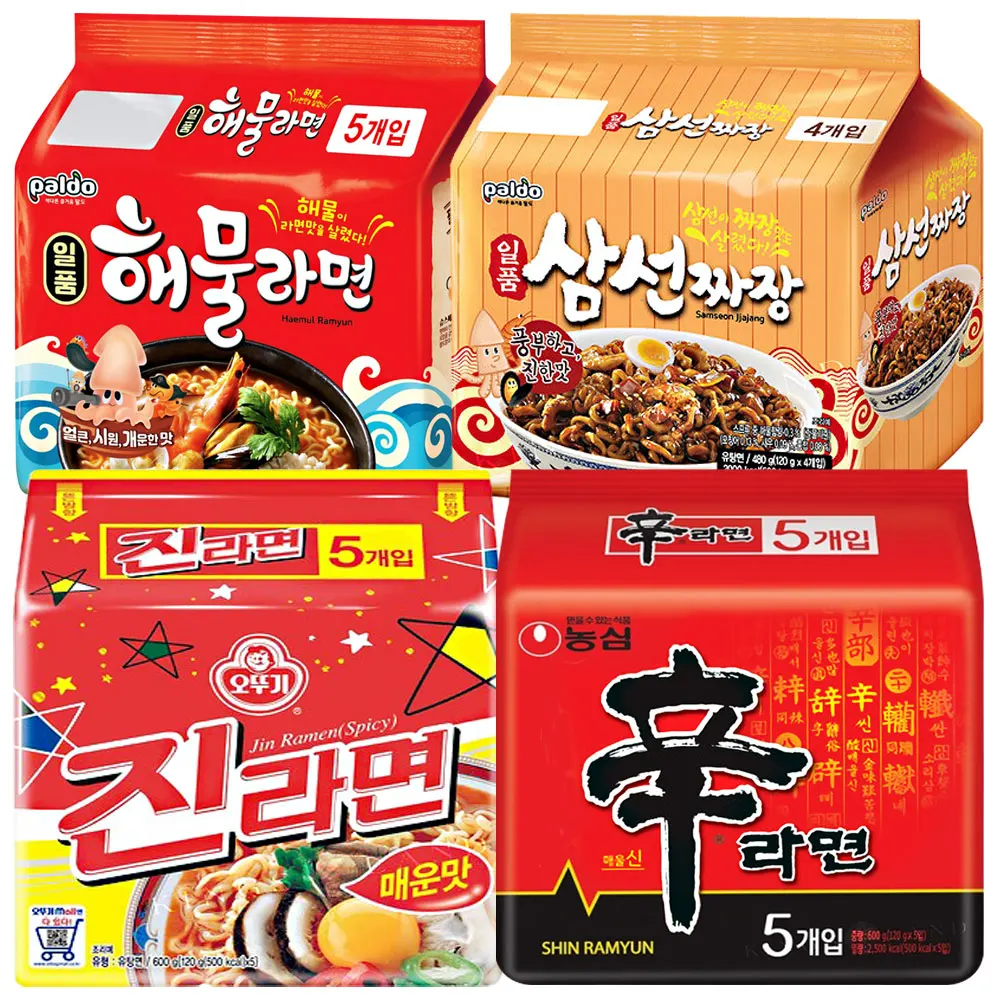봉지라면 세트(일품해물라면5개+일품삼선짜장5개+진라면매운맛5개+신라면5개)