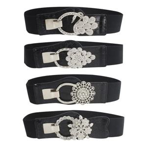 여성 스트레치 캐주얼 와일드 스커트 밴드 신치 허리 벨트 크리스탈 버클 허리띠 숙녀 드레스 Cummerbund