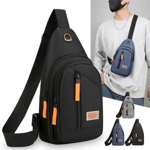 남성용 경량 허리 가방 헤드폰 구멍 지퍼 다중 구획 슬링 백 조절 가능한 어깨 크로스바디 백 일상용