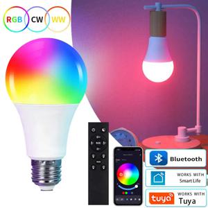 E27 블루투스 스마트 LED 전구 220V 9W 15W 18W Tuya 램프 스마트 라이프 APP 지원 RF 2.4GHz 원격 그룹 제어 침실 홈 장식