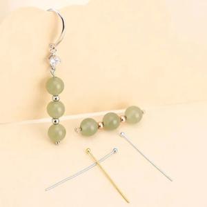 100개 스테인리스 스틸 볼 핀 실버 골드 도금 헤드 핀 비즈 끼우기 주얼리 제작 DIY 공예 수제 액세서리