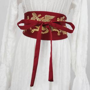 여성 국립 스타일 꽃 Hanfu 패션 빈티지 자수 새틴 여성 cummerbund 코트 허리띠 드레스 Decration 와이드 벨트