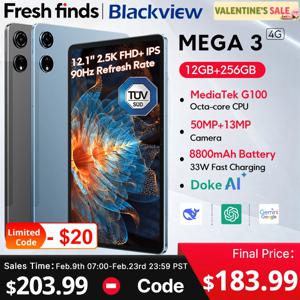 【세계 최초 공개】Blackview MEGA 3 태블릿 12.1인치 2.5K 90Hz 디스플레이 12GB 256GB 8800mAh 50MP 카메라 33W 고속 충전 안드로이드 15 패드