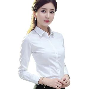 1pcs 여성 사계절 직업 셔츠 레이디 캐주얼 긴 소매 턴 다운 칼라 셔츠 여성 작업복 공식 드레스상의