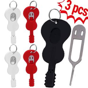 1-3개 분실 방지 SIM 카드 이젝트 핀 니들 (보관 케이스 포함) 범용 휴대폰 스테인리스 스틸 SIM 카드 오프너 핀 키링