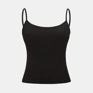 여성 탱크 탑 스트랩 여름 패션을위한 슬림 탑 다목적 캐주얼 통기성 마이크로 탄성 패브릭 민소매 스트랩 탑