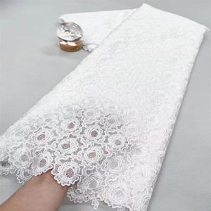 럭셔리 화이트 레이스 원단 최신 레이스 원단 고품질 2025 5야드 수용성 레이스 원단 아프리카 여성용 원단 A1108-1