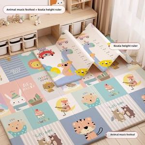 접이식 아기 기어다니는 매트 두꺼운 XPE 폼 안전 무독성 무취 가정용 터미타임 미니멀리스트 컬러 만화 플레이매트