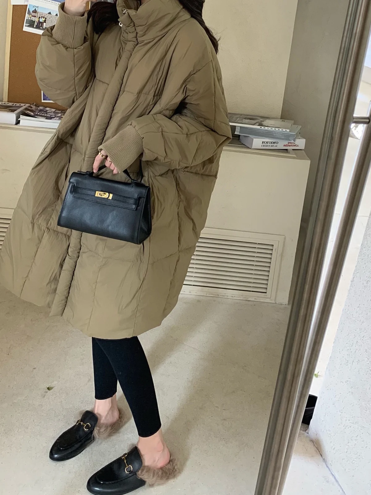 캐주얼 스타일리쉬 한국 루즈핏 여성 코튼 자켓 겨울 코트 중간 길이 홍콩 스타일 패션 아우터 코트