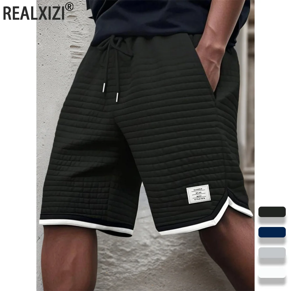 여름 남성 스포츠 반바지 솔리드 컬러 니트 자카드 반바지 쿨 캐주얼 바지 러닝 스포츠웨어 피트니스 조깅 짧은 바지