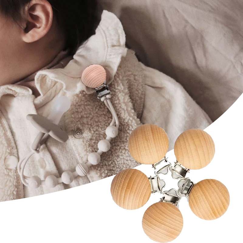 10pcs 나무 젖꼭지 클립 너도밤 나무 젖꼭지 클립 씹을 수있는 젖니가 남 Diy 더미 클립 체인 아기 Teether 간호 씹는 장난감 액세서리
