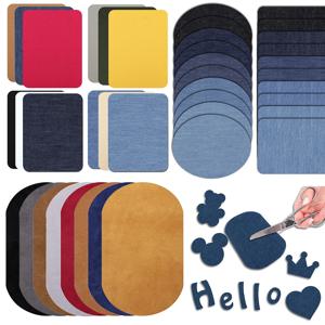 2025 트렌디 5종 데님 수선 패치 키트 - 바느질 없이 다리미로 옷감에 부착, 청바지, 재킷, 가방 DIY 다채로운 장식
