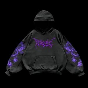 보라색 지옥 드래곤 후드 여성 오버 사이즈 새 탑 빈티지 고스 스웨트 고스 streetwear 여성 고딕 y2k 의류