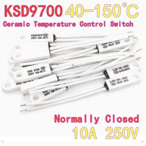 5PCS KSD9700 세라믹 천공 온도 조절 스위치 40 ℃ -50 ℃ ~150 ℃   NC 정상적으로 닫힘 상태 10A 250V 온도 조절기