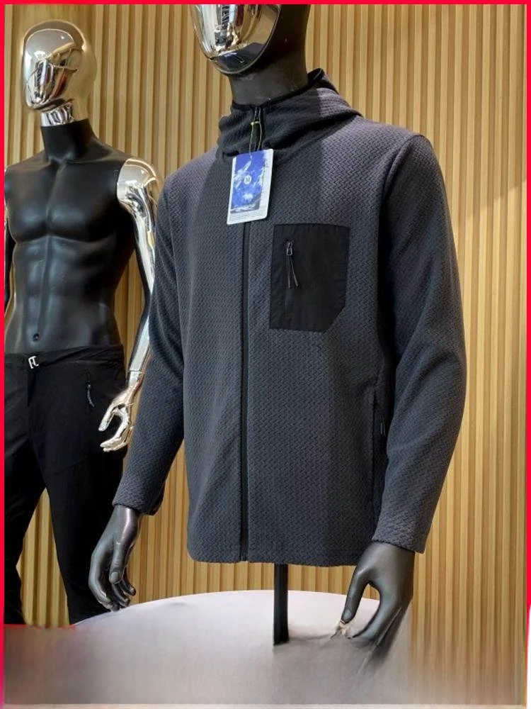 고급 아웃도어 웨이브 패턴 방풍 보온 후드 플리스 스웨트셔츠 재킷 캐주얼 가을 겨울 커플 패션