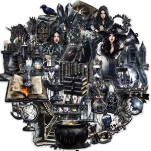 노트북, 음료수 잔, 기타, 스케이트보드, 휴대폰, 태블릿 등을 위한 빈티지 마법 스티커 50개.