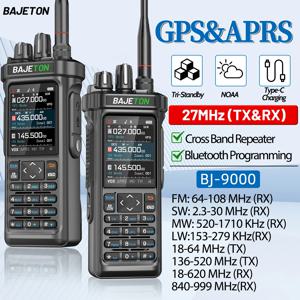 BAJETON BJ-9000 GPS APRS 워키토키 AM/FM/CB 수신기 10W 블루투스 전화 프로그래밍 햄 CB 라디오 트라이 스탠바이 RT-950PRO