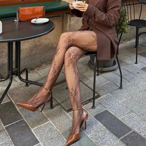 탈렌자 여성용 섹시 팬티스타킹 패션 홀로우 레이스 플로럴 스타킹 피싱 네트 스타킹 봄 파티 클럽 Y2K 여성 타이츠