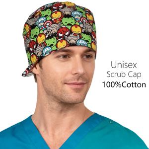 새로운 간호사 모자 100% 면 프린트 병원 클리닉 수술 모자 작업용 모자 여성 남성 수술실 수술용 스크럽 캡