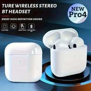 Pro4 TWS 블루투스 이어폰 9D 스테레오 무선 고음질 헤드셋 마이크 포함 핸즈프리