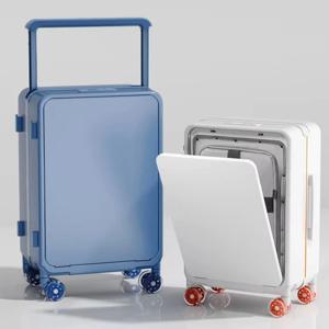 프론트 노트북 포켓 수트케이스 와이드 핸들 여행용 캐리어 롤링 20인치 기내 반입 트롤리 케이스 PC 소재 알루미늄 프레임