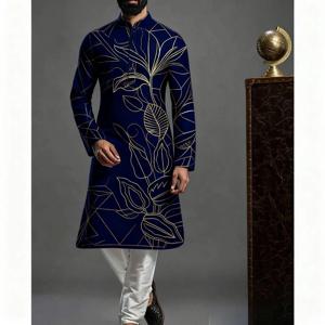 남성 이슬람 아라비아 패치워크 스트라이프 자수 이드 무슬림 롱 로브 주바 캐주얼 루즈 무슬림 드레스 남성 아바야