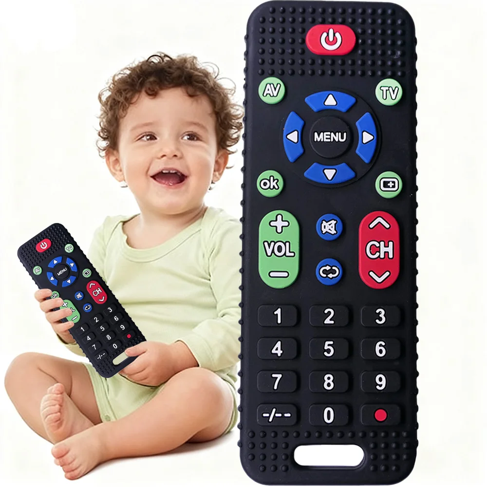 실리콘 아기 치발기 진정 치발기 유아 초기 교육 감각 장난감 리모컨 모양