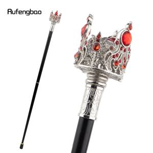 실버 크라운 인조 레드 다이아몬드 워킹 케인 패션 장식용 지팡이 신사 우아한 코스프레 지팡이 크로시어 91cm