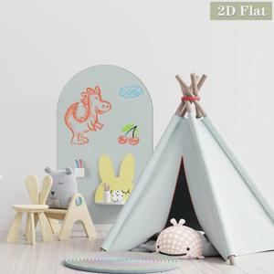 1pcs 아치형 자기 화이트보드 벽 스티커, 간단한 곡선형 밝은 회색 녹색 패턴, 낙서를 제거하기 쉽습니다, 가정 장식