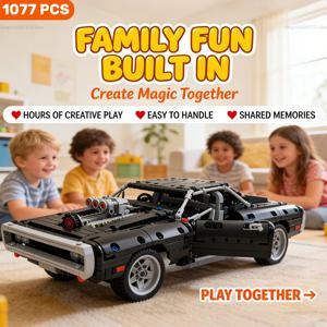 1077PCS 새로운 테크니컬 레이싱 카 블록 세트 DIY 브릭 모델 키트 어린이 및 성인용 크리스마스 선물 창의적인 장난감 수집가용