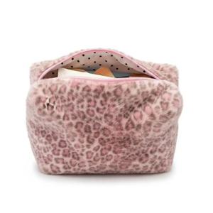 내구성 있는 퍼지 메이크업 가방 대용량 레오파드 프린트 화장품 정리 가방 휴대용 화장품 가방 소녀 여행용 보관 파우치