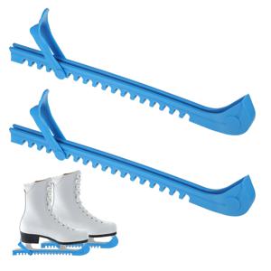 2Pcs 아이스 스케이트 보호 커버 아이스 블레이드 칼집 손쉬운 설치 및 교체 스케이트 가드 부동액 플라스틱 블루