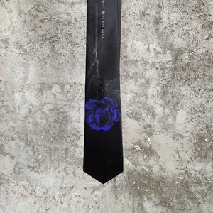 남성과 커플을 위한 블루 페어리 레드 로즈 실크 프린트 넥타이