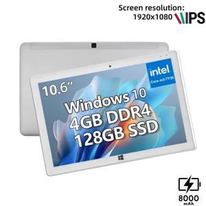 4GB RAM 128GB ROM 10.6인치 타입-C 윈도우 10 태블릿 PC 64비트 인텔 코어 m3-7Y30 CPU 1920x1080 IPS 듀얼 카메라 8000mAh 배터리